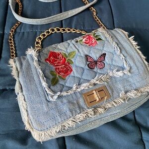 Call it Spring Denim Girly Patch Crossbody Purse
